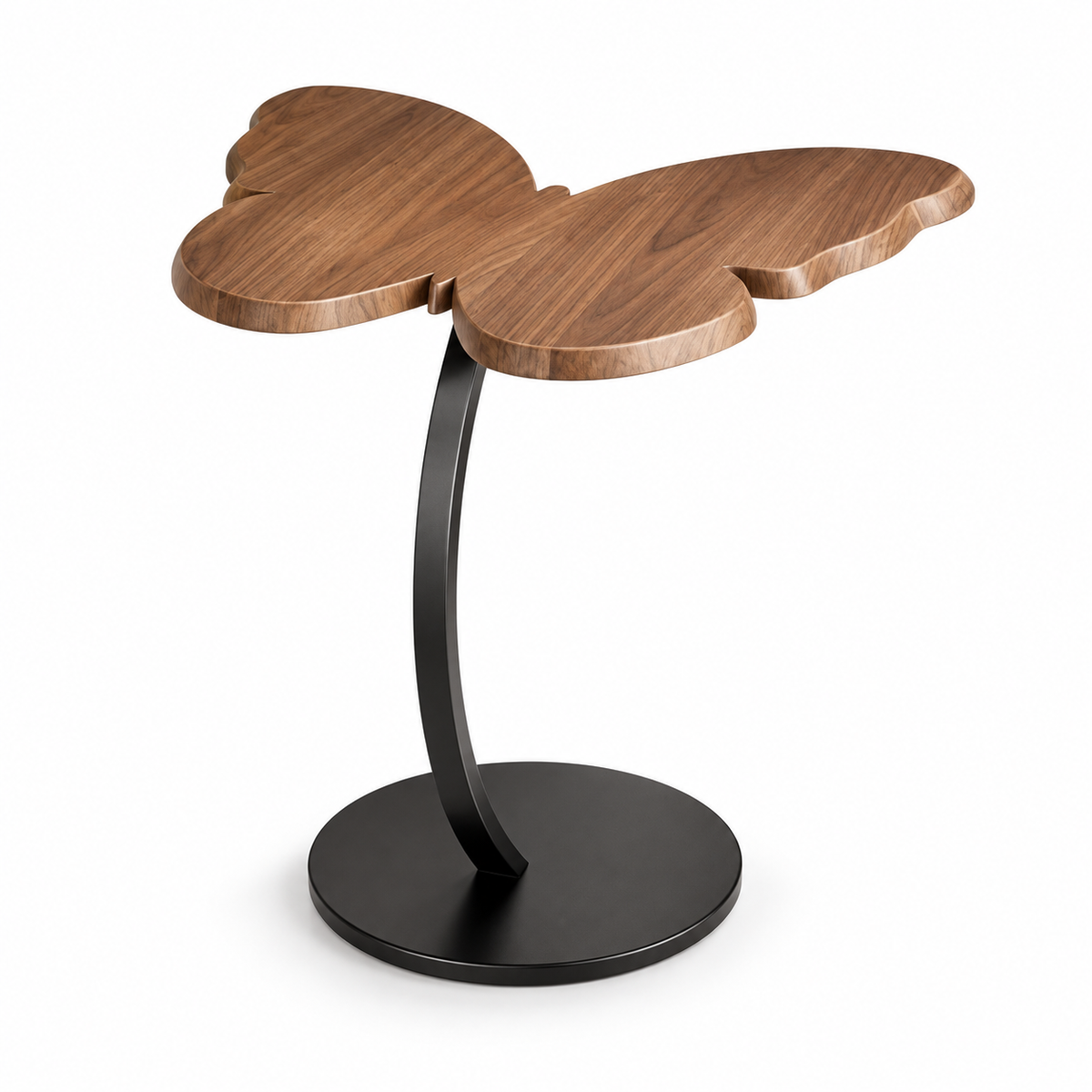 Walnut-Look Butterfly Curved Base Side Table