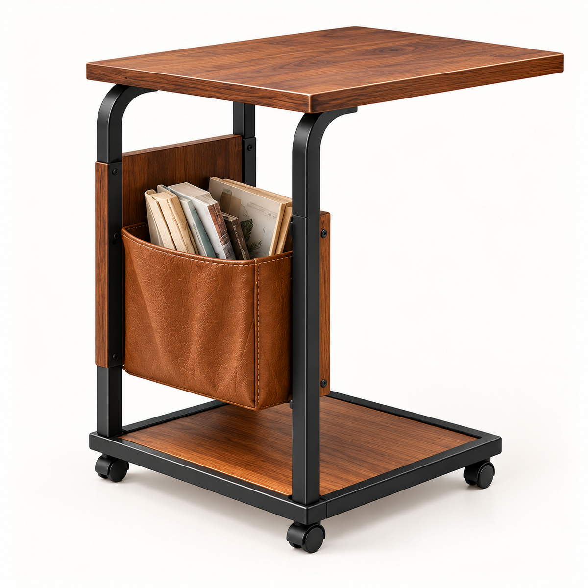 RadixDomus Rolling Side Table with Storage Pocket