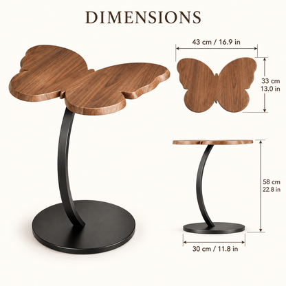 Walnut-Look Butterfly Curved Base Side Table